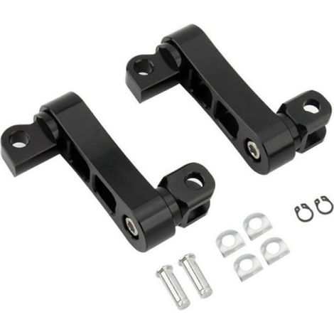 1 Paire Repose-pieds passager, Réglable 360 degrés, Alliage d'aluminium, Noir, Pour Sportster Dyna Softail Touring (1/4)