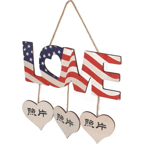 Décorations du 4 juillet à faire soi-même : panneau en bois composite, motif colorblock en forme de LOVE, thème festif, pour la fête de l'Indépendance. (1/5)