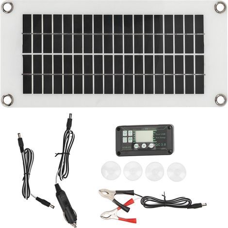Kit panneau solaire 30W silicium polycristallin chargeur batterie avec régulateur 40A contrôleur double USB pour voiture camping-car bateau marin (1/5)