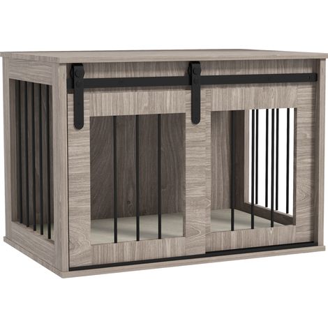 PawHut Dog Crate Furniture with Removable Cushion, for Medium Dogs - Brown M (1/5)