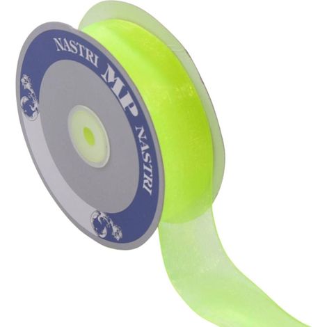 Ruban en organza vert fluo, 4 cm x 50 m (lot de 3)