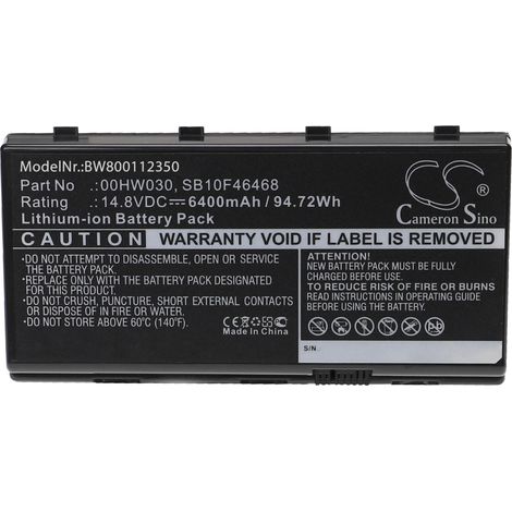 vhbw Akku Ersatz für Lenovo SB10T83193 für Notebook (6400 mAh, 14,8 V, Li-Ion) (1/3)