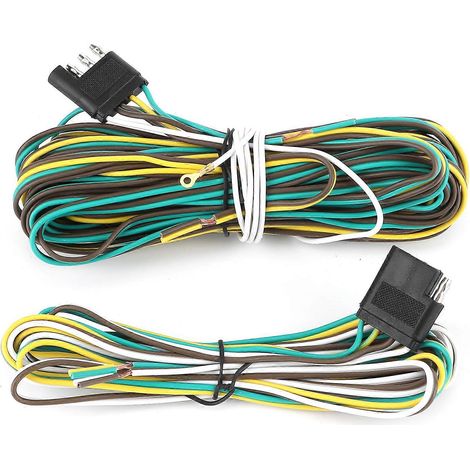 Kit d'extension de faisceau de câblage compatible pour remorque, 36 pieds (8,5 + 2,4 mètres), 4 fils, 4 fiches plates, 4 broches avec connecteurs mâles et femelles (1/5)