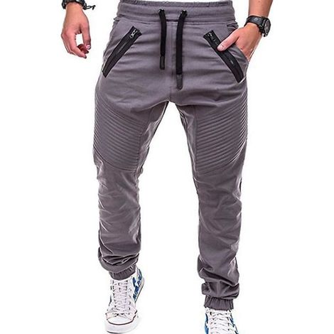 Pantalon de jogging cargo homme gris, taille 3XL, taille élastique avec cordon de serrage, pantalon de survêtement décontracté à poches multiples, coupe sportive et confortable, idéal pour le sport et (1/4)