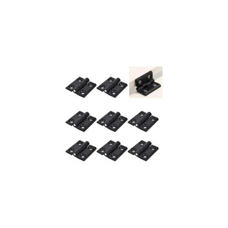 Set di 8 cerniere pieghevoli 40 mm × 40 mm in acciaio inox nero, cerniere per esterni in acciaio inox, fori per cerniere pieghevoli piatte, per mobili, armadi, porte, cassetti, scatole di legno - Crez