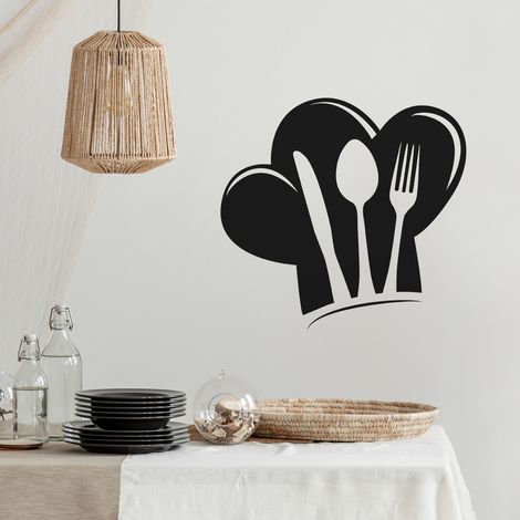Sticker Mural - Cuisine Couverts - 17x18 cm - Noir (1/3)