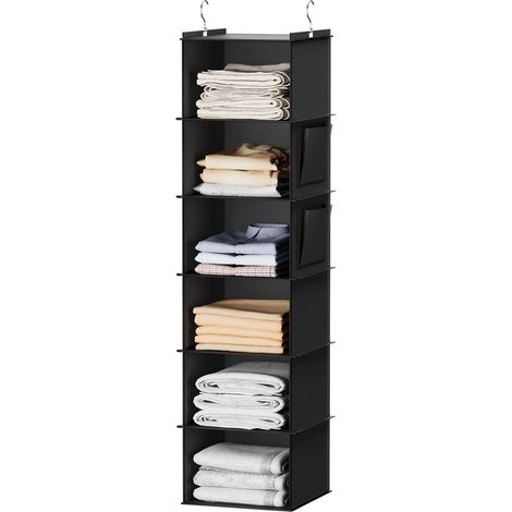 Étagère de Penderie à Suspendre Pliable,6 Niveaux,Rangement de Placard Suspendu,Organisateur de Vêtements avec Renfort Intérieur,Rangement Chaussure Noir (1/5)