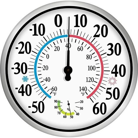 Termometro da esterno da 12 pollici – Termometro e igrometro wireless 2 in 1 da parete – Intervallo da -50 a 60 °C – Precisione +/- 2 °C (1/5)
