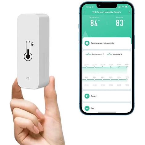 Capteur hygromètre thermomètre WiFi, moniteur de température et d'humidité sans fil pour la maison, surveillance à distance en temps réel Thermohygromètre intelligent avec stockage de données NPTERBL (1/5)