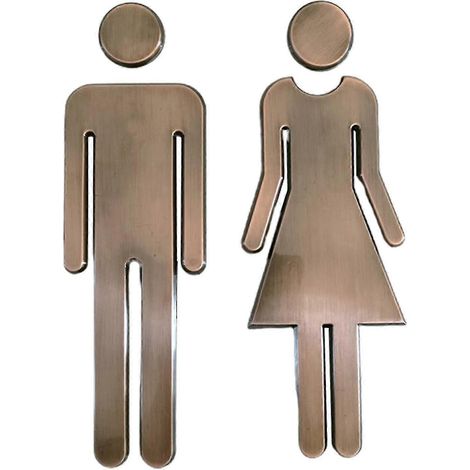 2 symboles de toilettes autocollants, panneaux de salle de bain, panneaux de porte de toilettes pour hôtel, bureau, plaque WC pour la maison (bronze) (1/5)
