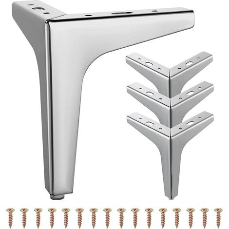 Lot de 4 Pieds de Meubles en métal Modernes triangulaires pour Placard, canapé, Chaise (17 cm)