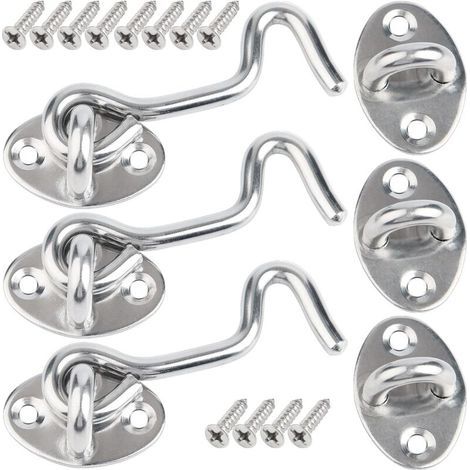 3 Pcs 7.5cm Loquet Porte Exterieur,Crochet Fermeture Porte,Crochet Cabine en Acier Inoxydable,Verrou de Porte Interieure Avec Vis de Montage,Targette de Porte Pour Fenêtre,Grange (1/4)