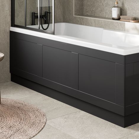 1700mm Traditional Side Bath Panel 15mm MDF for Bathroom Baths Plinth Easy to Cut Black Gloss (1/4)