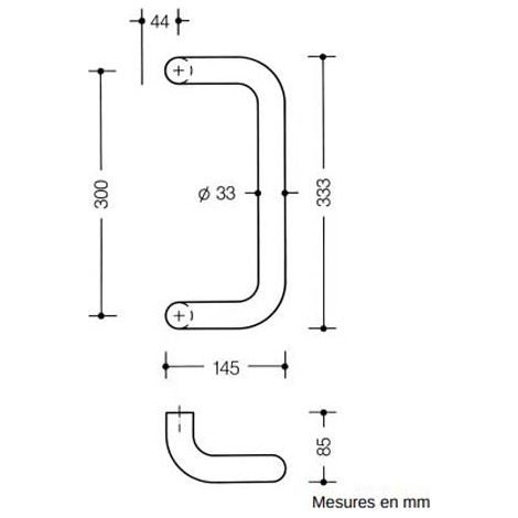 Poignée de tirage entraxe 200mm gris 92 - HEWI - 550GKFRLT 92 (1/2)