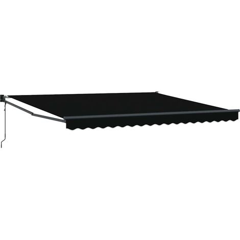 Retractable Awning Black 400 x 300 cm Polyester and Aluminium vidaXL
