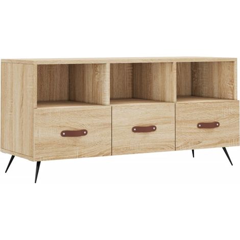 Mobile TV multimediale scaffale per televisione televisore buffet sala da pranzo soggiorno camera da letto rovere Sonoma 102 x 36 x 50 cm derivati del legno marrone 020027447