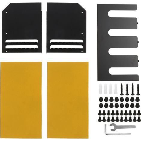 Organisateur d'outils électriques à 4 emplacements, structure en fer, support de perceuse compact et multifonctionnel, fixation murale pour atelier ou entrepôt, jaune (1/5)