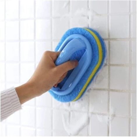 Brosse de nettoyage pour salle de bain, cuisine, baignoire, toilettes, éponge de douche, brosse à récurer tout usage, brosse à récurer avec poignée ergonomique (1/4)
