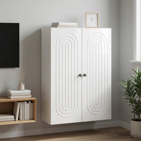 vidaXL Mobiletto a muro Bianco Lucido 66 x 34,5 x 90 cm (1/5)