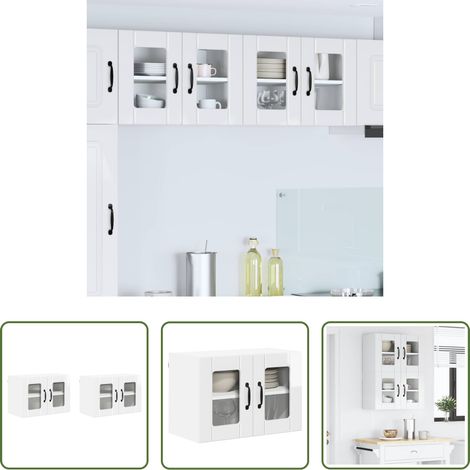 Küchenwandschrank - Küchenschrank 2 pcs Hochglanz Weiß 60 x 31 x 40 cm (1/5)