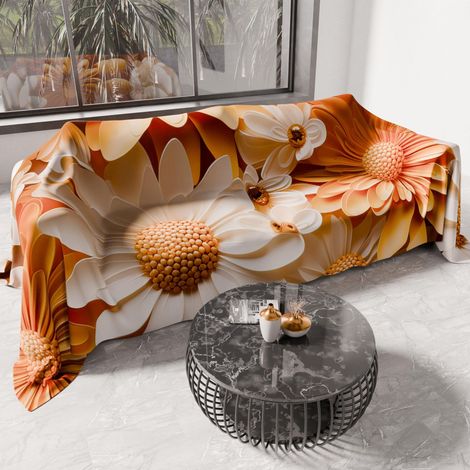 Drap de Protection en Microfibre Multi-Usage Anti-Taches 260x270 cm, Housse de Canapé, Couvre Lit, Couverture de Canape, Floral 05 2, 100% (1/5)