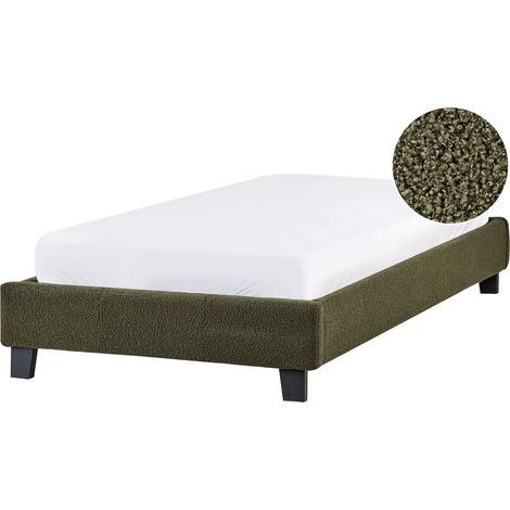 Bed without Headboard Boucle ROANNE 90 x 200 cm (EU Single) Dark Green