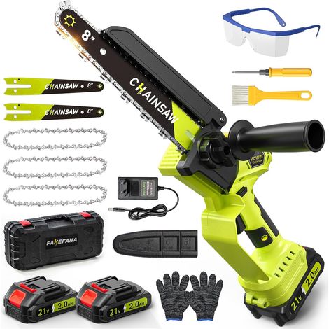 Mini Tronconneuse a Batterie 4000mAh, 8 Pouces 1300W Brushless Tronconneuse Électrique sans Fil avec Graisseur Automatique et Chaîne de Remplacement, Compatible 18V, Idéal Extérieur (1/5)