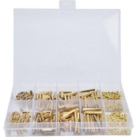 350-teiliges M.2 Schraubenset, Sechskantschrauben- und Mutternsortiment aus Messing und Edelstahl für die Blech- und Rohrherstellung