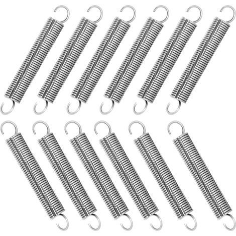 Lot de 10 - Ressort De Traction - Acier Inoxydable - Double Crochet - Pour Suspension Et Mécanisme - Argent - 70x10mm (1/5)