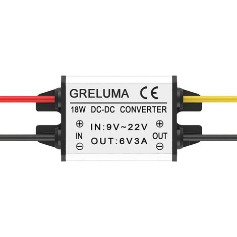 1 Pièce DC 12V à 6V Convertisseur Abaisseur Régulateur 3A 18W Adaptateur Secteur Réducteur pour Voiture électronique Camion Véhicule Bateau Système Solaire (Entrées DC 9-22V,Certifié CE)
