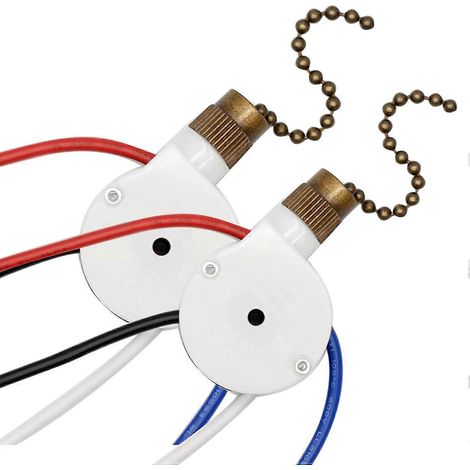 2 pièces ventilateur de plafond lights interrupteur zingear ZE-208S E89885 3 vitesses 4 wire de pull chain bronze (1/5)