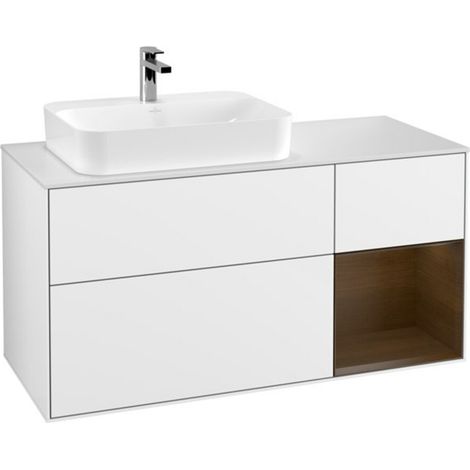V&B Waschtischunterschrank Wandbeleuchtung Finion 120cm, Pl w m, Rg r wal ven, glo wh. Lac (1/2)