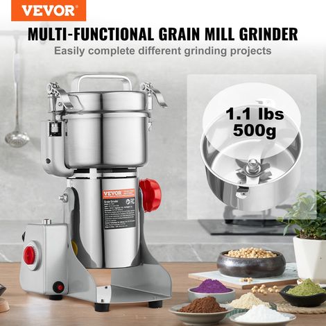Moulin à Épices Électrique 500 g, Broyeur à Grains Commercial 2000 W à Haute Vitesse, Moulin à Farine en Acier Inoxydable, Type Osc… (1/5)