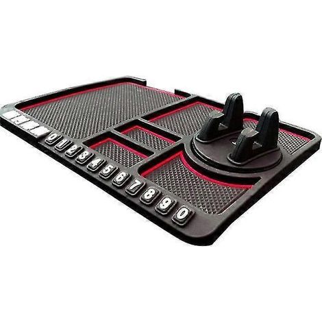4-in-1-Auto-Antirutschmatte aus Silikon mit integrierter Handyhalterung (Rot) (1/5)