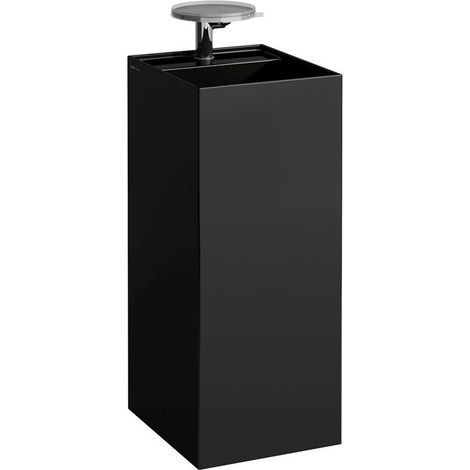 Lavabo KARTELL 375 x 435 x 900 mm, sur pied sans trop-plein, 2 trous pour robinetterie en noir LAUFEN