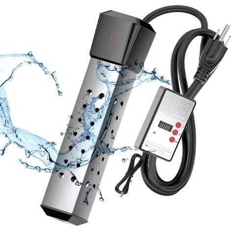Kosmi – Chauffe-eau de piscine 2000 W submersible – Compatible baignoires et piscines hors sol – Contrôle de température LCD – Chauffage rapide jusqu'à 76L