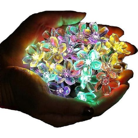 Guirlande lumineuse solaire d'extérieur, 7 m, 50 LED, étanche, colorée, pour jardin, balcon, terrasse, Noël, mariage. (1/5)