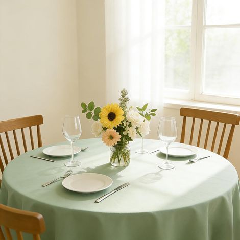 Runde Tischdecke Salbeigrün 150cm Schmutzabweisend & Pflegeleicht
