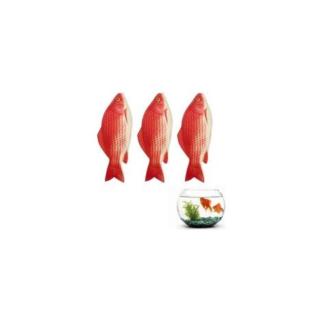 3 poissons rouges artificiels flottants, poissons en plastique, petits faux poissons rouges artificiels flottants, ornement réaliste, pour la décoration d'aquarium (rouge) (1/4)