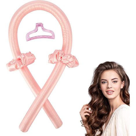 Fer à friser rose (fer à friser + 2 élastiques + 1 épingle à cheveux) (1/5)