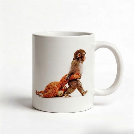 Funny Punch Monkey Novelty Coffee Mug, 11oz White Ceramic Mug with Humorous Monkey Design, Personalizable Gift for Dog Cat Lovers, Dog Mom, Cat Mom, a (1/4)