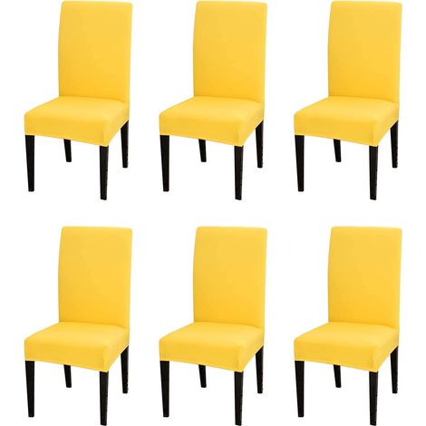 Housse de Chaise Extensible Gris Noir Motif, pour Mariage, Noel, Restaurant, Hôtel, Conférence, Universel Housse de Chaise (6 pièces,Jaune) (1/3)