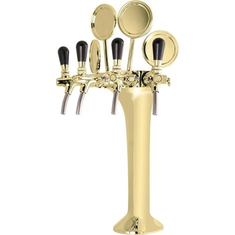 Tireuse à bière, colonne de tirage bière 4 voies, kit complet, dorée, avec refroidissement intégré