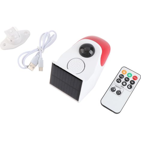 Ortviai Alarme Solaire avec Détecteur Infrarouge PIR, 120 dB, 3 Modes, Étanche IP65, Charge USB/Solaire (1/5)