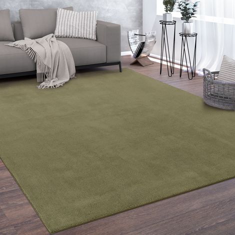 Paco Home Waschbarer Teppich Wohnzimmer Kurzflor Einfarbiger Moderner Stil Weich grün 300x400 cm