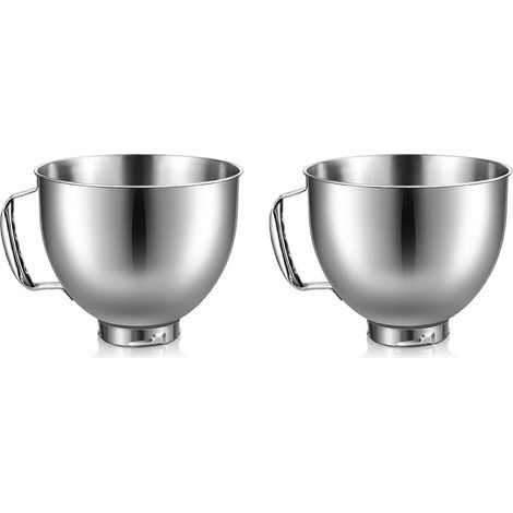 2x Edelstahlschüssel für KitchenAid Küchenmaschinen mit 4,5–5 Litern Fassungsvermögen und kippbarem Motorkopf, spülmaschinenfest (1/5)