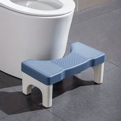 1 Toilettenhocker für Erwachsene – Extra breite Basis und rutschfeste Oberfläche, robuste Kunststoffkonstruktion, mit ergonomischer Fußstütze – Geeignet für Senioren und Schwangere – Badezimmerhocker 