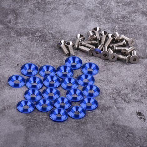 20 blaue Aluminium-Unterlegscheiben, Stoßstangen-/Kotflügelschrauben-Set, Motorraumverkleidungsschrauben, Kofferraumschrauben, Auto-Ästhetik (1/5)