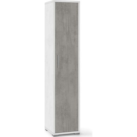 Armadio 1 Anta 39x182x41 cm Ossido Bianco/Cemento (1/2)