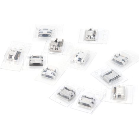12Pcs Mini USB Connecteur Acier Inoxydable Jack Réparation Adaptateur Remplacement Fournitures Électriques (1/5)